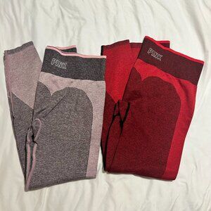 Bundle of 2 Victoria’s Secret PINK Seamless Leggings Medium Red/Purple Two-Tone